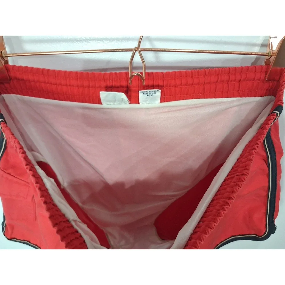 Vintage Islander Mens Red Swim Trunks Retro 80s Mesh Lined Board Shorts 32-34